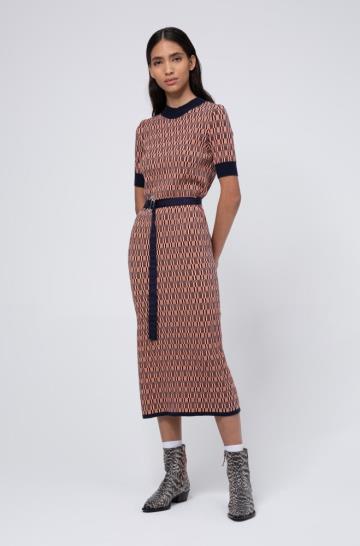 Sukienka HUGO Slim Fit Knitted Patterned Damskie (Pl44300)